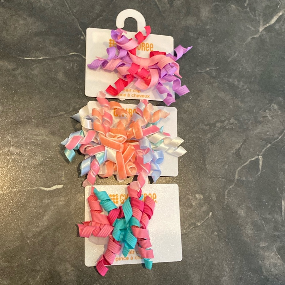3 Sets Gymboree Curl Ribbon Hair Clip/Barrettes